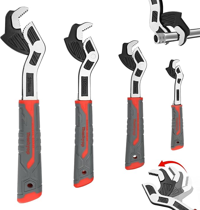 Multifunctional Self locking Wrench, Self Adjusting Pipe Wrench, 6 8 10 12 Inch Self Locking Adjustable Wrench, Non-Slip Handle, Chrome Vanadium Alloy Steel