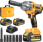 Cordless Impact Wrench 1/2 Inch, 1200N·m(886ft・lbs) Brushless High Torque Impact Gun, 21V Electric Impact Driver, 2x4.0Ah Batteries, Charger & 6 Sockets, Variable Speeds for Car/Truck RV/Mower