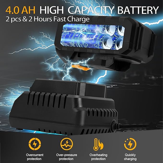 1/2 inch Cordless Impact Wrench,650Ft-lbs (800N.m) Brushless Power Impact Driver,3000RPM High Torque Impact Gun,2x 4.0 Battery, 5 Sockets,8 Drill,6 Screws for Home Car Tires Truck Mower