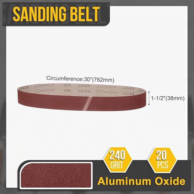 1-1/2 x 30 Inch Sanding Belt, 20 Pcs 240 Grit Knife Sharpener Belts Work Sharpening for Belt Sander Knife Carving Tool Metal Working