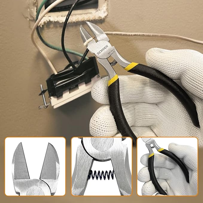 BOOSDEN 5-Piece Pliers Set Including 25mm Rubber mallet, 5" Wire Cutters, 5" Needle Nose Pliers, 5" Diagonal Cutters, 5" Linemans Pliers for DIY & Home Use