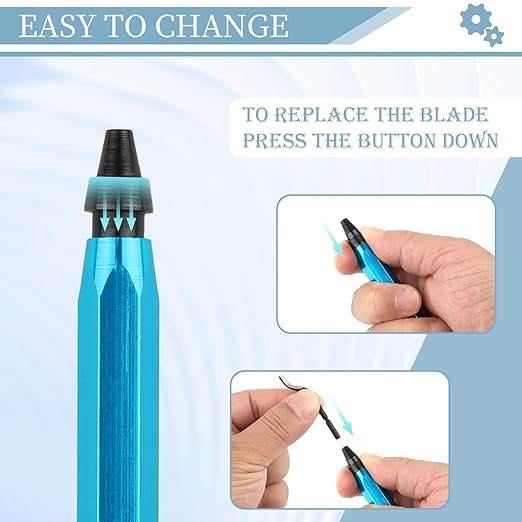 Deburring Tool with 12 High Speed Steel Blades, Deburring Tool 3D Printing, Deburring Tool for Metal, Resin, Copper, Plastic, PVC Pipes, 3D Printed Edges (1 Blue Handle)