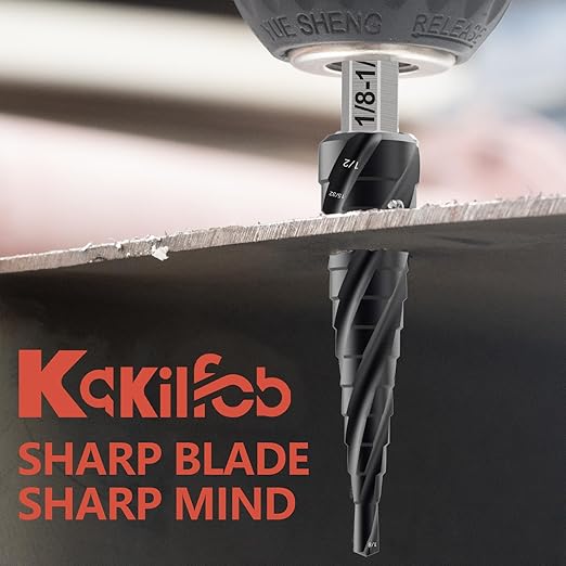 M35 Four Spiral Flute Cobalt Step Drill Bit 1/8"-1/2", Wear-Resistant TiAlN Coated 1/4" Hex Shank Unibit Step Bit for Metal, Stainless Steel, Aluminum, Wood, Plastic（13 Sizes）