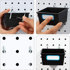 FRIMOONY 16 Pack Pegboard Bins with Hooks and Labels, for Organizing Accessories, Black