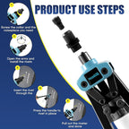 Meiwaltee 13" Rivet Gun, 1/4 Pop Rivet Gun with 100 Pcs Rivets, Manual Hand Heavy Duty Riveter with 5 Nosepieces for Plastic Metal,Aluminum, Plastic, Tube Stock,Gutter & Automotive.