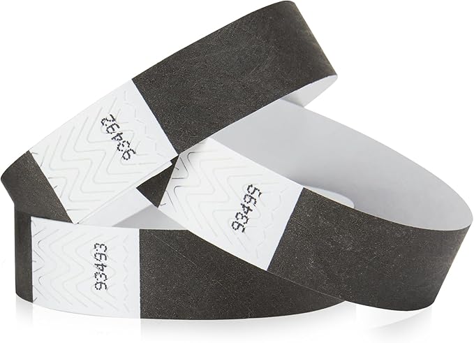 1,000 WristCo Black Tyvek Wristbands for Events - Comfortable Tear Resistant Paper Bracelets ID Wrist Bands for Concerts Festivals Admission Party Identification