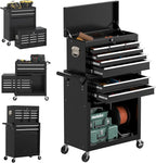 8 Drawer High Capacity Rolling Tool Chest, Metal Tool Box with Wheels and Drawers, Detachable Toolbox with Lock, Heavy Duty Tool Cabinet for Workshop, Warehouse and Garage (Black)