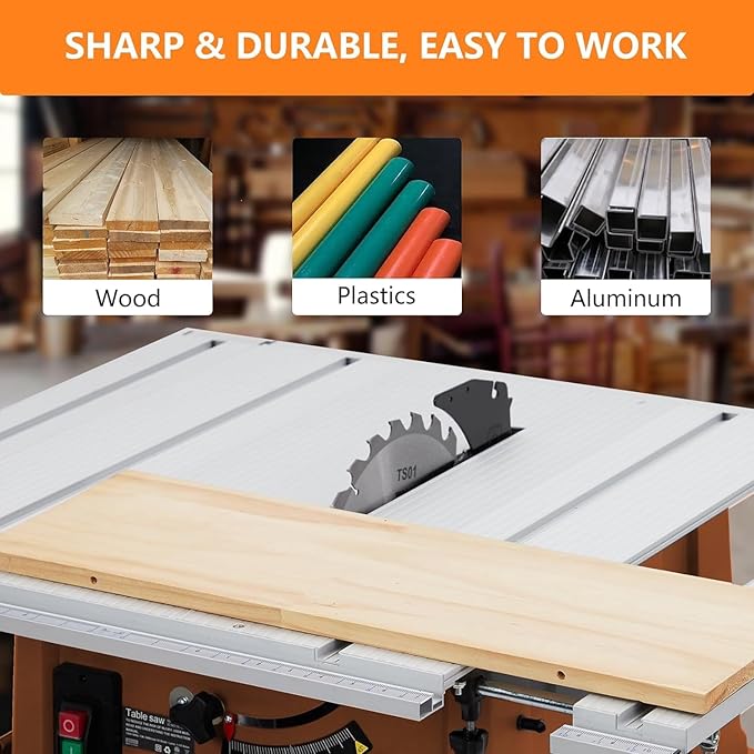 PioneerWorks 10 Inch Table Saw, 15A Multifunctional Saw With Stand & Push Stick, 90° Cross Cut & 0-45° Bevel Cut, 5000RPM, Adjustable Blade Height for Woodworking