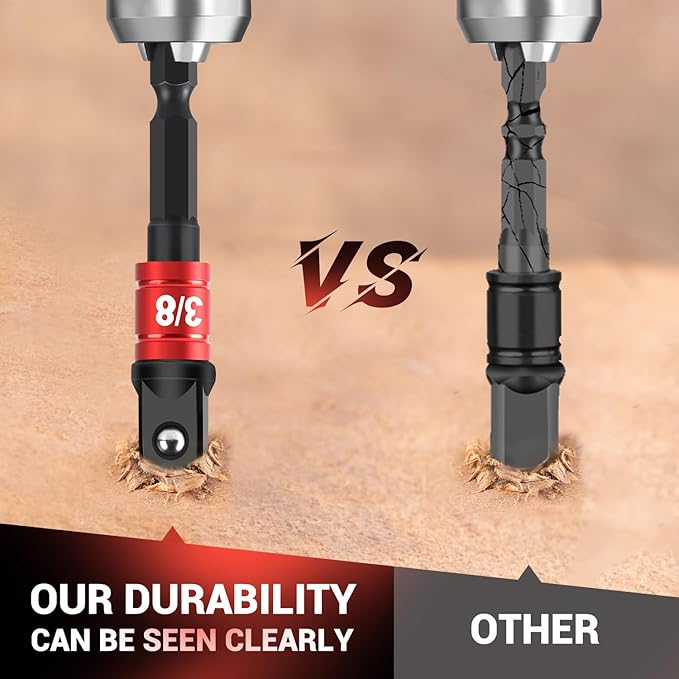 8-Piece Impact Socket Adapter Set for Drill, 1/4" 3/8" 1/2" Hex Shank Impact Driver Socket Adapter, Socket to Drill Adapter