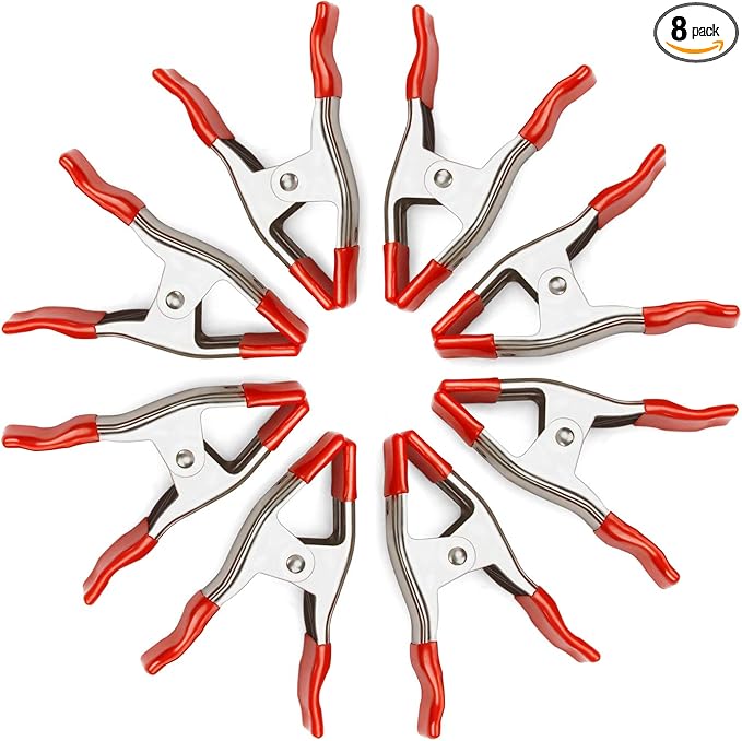 WORKPRO 8-Piece Spring Clamps, 6-19/64 Inch Heavy Duty Clamps with 2 Inch Jaw Opening, Protective Handles and Tips, Used for Backdrop Stand, Photo Studio, Background Muslin, Paper