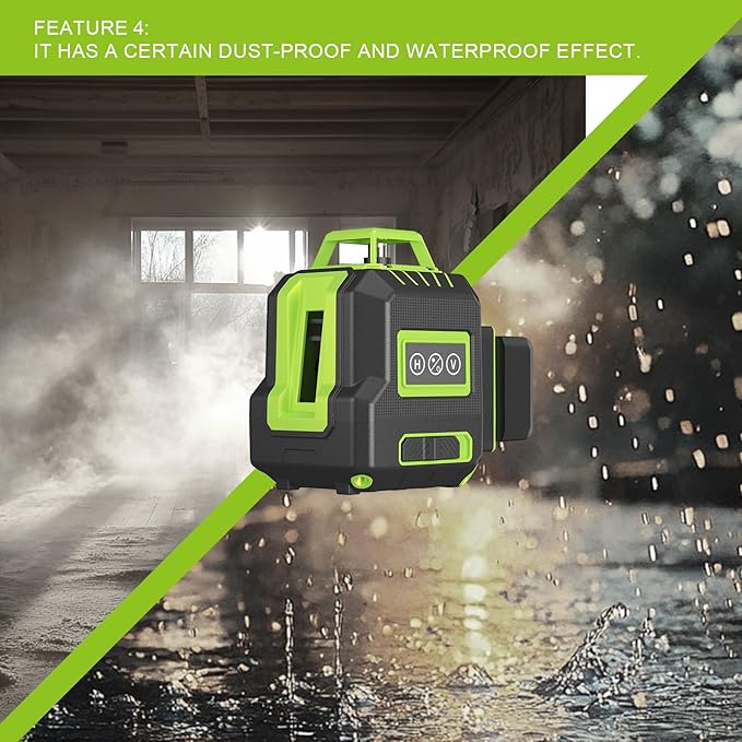 360° Laser Level with Tripod 40in, Self Leveling Laser Level with Pulse Mode, Li-ion Battery*2， Green Line Laser Leveler Tool for DIY Project