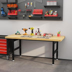 60" Work Bench, Adjustable Height Workbench, Heavy-Duty Thicker Work Table, 2000 LBS Load Capacity Workstation for Garage, Workshop, Office, Home