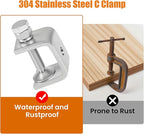 1-3/16 Inch C Clamps, 2 Pack 304 Stainless Steel C Clamps for Woodworking and Welding,Stable Wide Jaw Opening Tiger Clamp for Construction Household Mount(30mm)