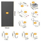 4x2ft Metal Pegboard Kit for Tools Storage, Black Pegboard Wall Organizer with Hooks and Pegboard Bins