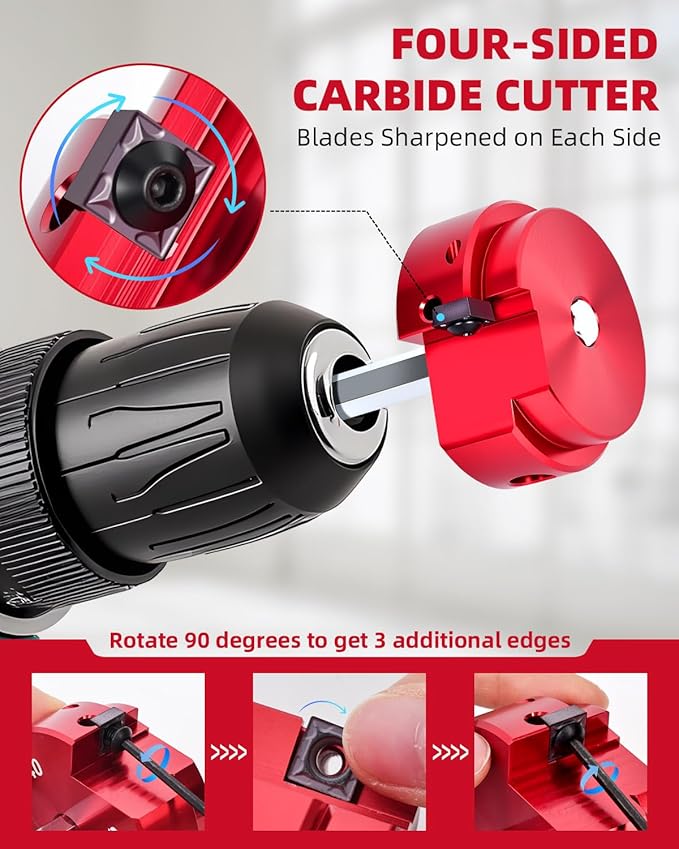 ERAYCO 6PCS PVC Pipe Reamer Kit, Plastic Pipe Fitting Reamer Tool, Fit into Standard 1/2" Drills, PVC Fitting Saver for SCH40 PVC CPVC ABS Pipe (3/4'', 1'', 1-1/2'', 2'', 3'', 4'')