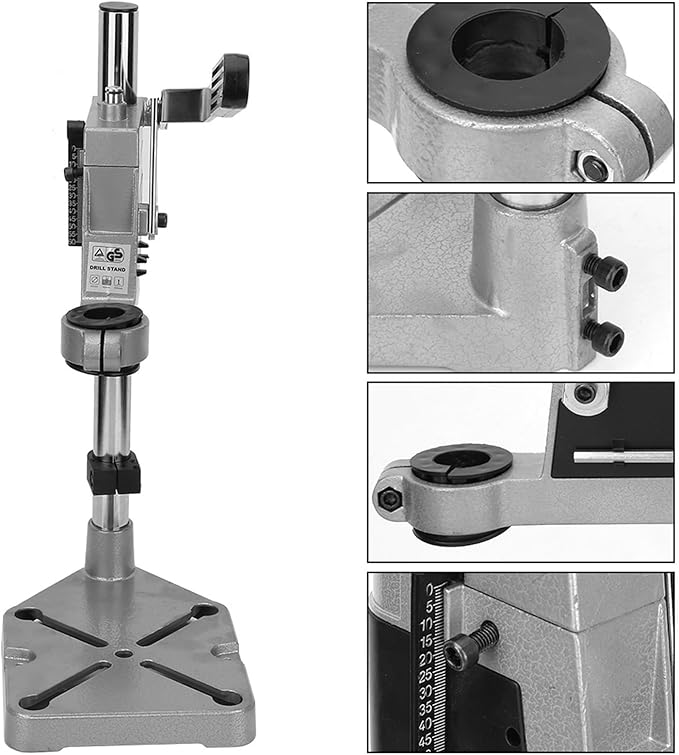 Drill Press Stand, Universal Bench Clamp Desktop Drill Holder Workbench Repair Tool with Single Hole Aluminum Heavy-duty Base