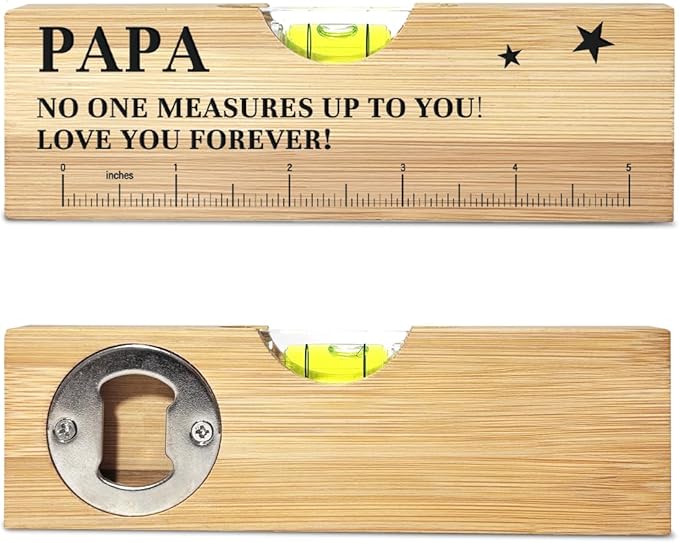 Fathers Day Birthday Gifts for Papa Dad from Daughter Son Wife Wooden Spirit Level Valentines Christmas Thank You Gifts Ideas for Daddy New Dad Grandpa Papa