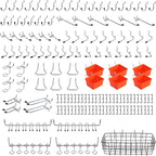 Pegboard Organizer Accessories Kit 155 PCS, Peg Board Hooks Assortment with Bins, Baskets for 1/4 inch Pegboard Wall Organizer, Garage Organization, Workbench, Craft Room, Hanging Tools