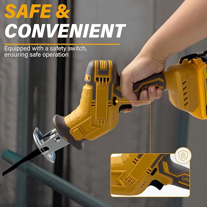 Cordless Reciprocating Saw for Dewalt 20V Battery (Not Included Battery), Variable Speed Trigger Sawzall with 4 Blades, Keyless Blade Clamp Recipro Saws for Wood, PVC, Metal and More