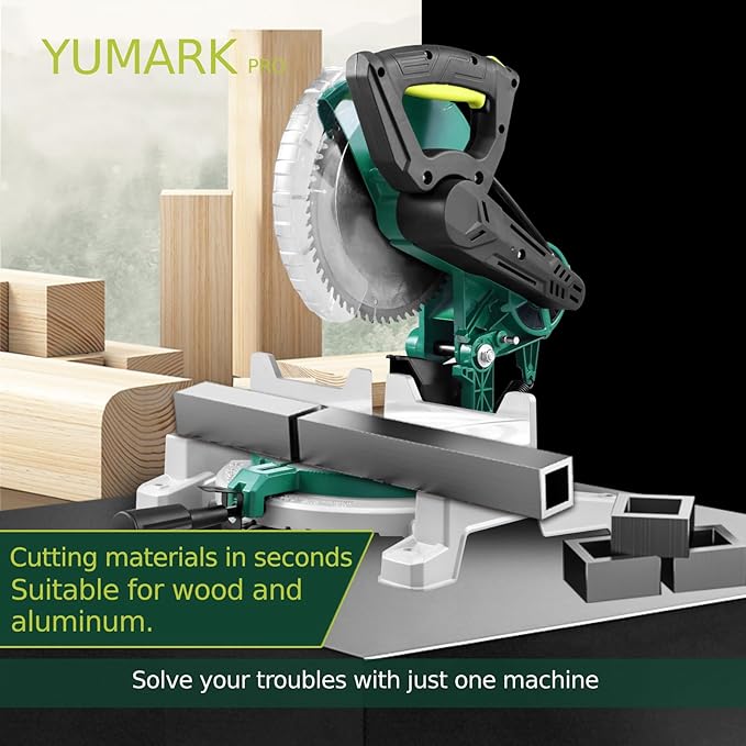 Miter Saw 10-inch Compound Miter Saw 6000RPM Corded Power Wood Circular Saw with Precision Miter Angles, Lightweight Design, 45° Adjustable Table