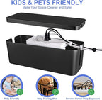 Cable Organizer Box Set of Three, Power Cover Cord Holder Surge Protector for Desk (Black)