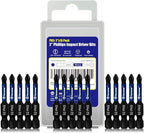 15 Pack Phillips Impact Driver Bits, #3 Phillips Head Magnetic Screwdriver Bits Set, 2 Inch S2 Alloy Steel Impact Bits, 1/4" Hex Shank Screwdriver Drill Bit, CNC Machined ph3 Impact Drill Bits