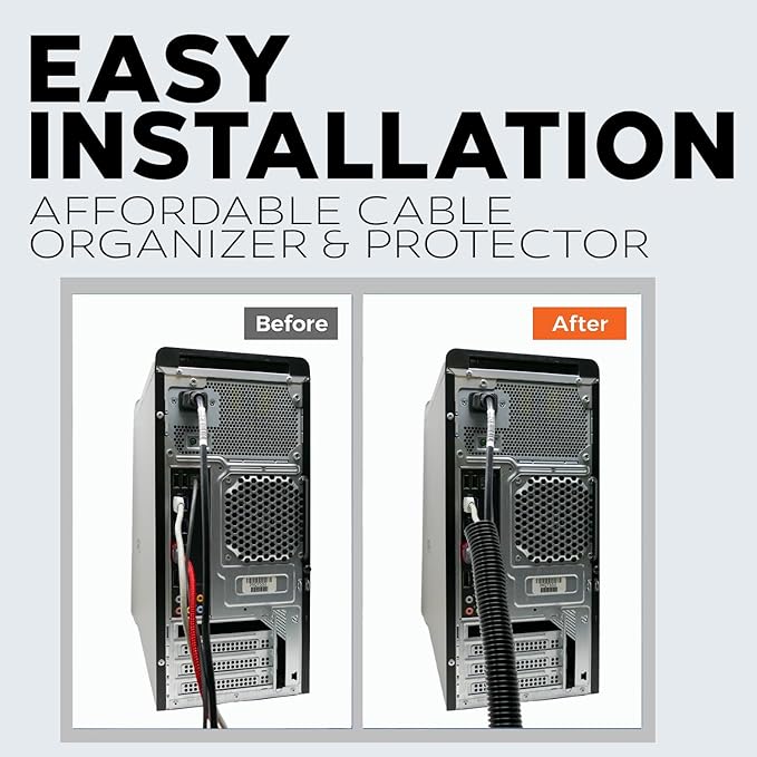 BEST CONNECTIONS (1" x 100 ft) Split Wire Loom Flex-Guard Convoluted Tubing Protective Split Cable Sleeves for Automotive Home Industrial Electrical Wires Chemical Resistant Conduit Black