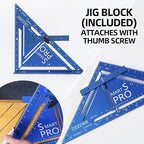 Pro 12 Inch Advanced Carpenter Square-Jig Block -Leve-Accurate Flatwork- Framing Square- Multi-Angle Measuring Tool (90° & 180°) for Carpenters & Architects(Blue)