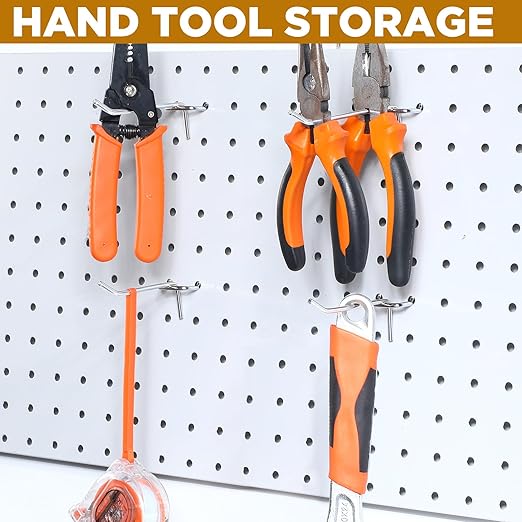 Shimeyao 100 Pcs Peg Board Shelving Hooks Stainless Steel Hanging Board Pegs Wall Display Hooks Bulk for 1/8 1/4 Garage Storage Organizer Accessories(2 Inch,Silver)