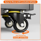 Aobabo Metal Storage Cabinet with Wheels and 1 Interior Drawer, Steel Rolling Tool Cabinet with 16 Hooks and 2 Adjustable Shelves for Garage, Home, Office, Kitchen, Black Gray, Assembly Required