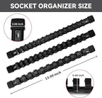 Socket Organizer Drive ABS Tools - Black Socket Holder, Premium Quality 12 Pieces Socket Holders Kit 1/4-Inch x 64 Clips, 3/8-Inch x 60 Clips, 1/2-Inch x 48 Clips（12PC,Black)