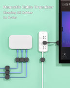 Magnetic Cable Clips, Adjustable Cord Holder Management, Adhesive Wire Keeper Organizer for Home Office Desk Phone PC Car Wall Desktop Nightstand Appliance (9-Pack Black)