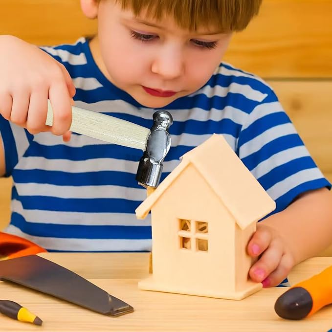 Mini Ball Peen Hammer Anti-Slip Wooden Short Handle, 5 OZ Household Small Hammer for DIY, Woodworking, Repair, Camping, Escape Tool