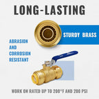 Shut Off Ball Valve 1 Inch, SUNGATOR 1 Inch Ball Valve, Push-to-Connect Water Shutoff wsith Blule Handle, No Lead Brass Plumbing Fittings for PEX Pipe, Copper, CPVC, Pack of 2