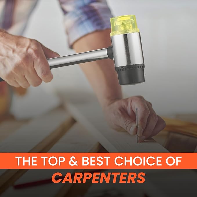 2 Pack Rubber Mallet Hammer Set, 16oz & 35mm Dual Faced Small Hammer with Fiberglass Handle, Rubber Mallet for Camping, Tiles, Tent Stakes, Woodworking, and Flooring