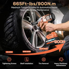 Cordless Impact Wrench, 665Ft-Ibs (900N.m) 1/2" Electric Impact Wrench, 21V Power Impact Drill with 2x 4.0Ah Battery, 6 Sockets, 8 Drill, 6 Screws, Impact Gun Variable Speeds for Car/Truck/Mower