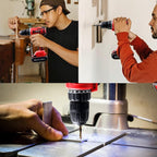 jar-owl 21V Max Cordless Drill/Driver Kit, Brushless, Tool Set with Drill and 112pcs Household Hand Tool Kit for Daily Home Repair, Red