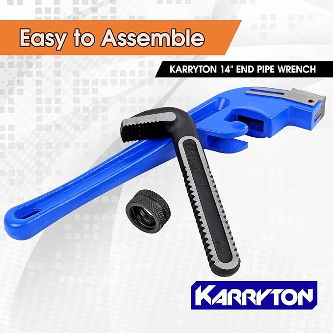 14 Inch End Pipe Wrench, Jaw Opening 2.75"/70mm Adjustable Cast Iron offset Handle Plumbing Wrench, Perfect Plumbers Tool for Oil Field, Plumbing, Auto Repair, Construction and Mechanics