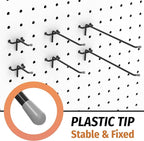 HUHOLE Pegboard Hooks 2 Inch, 4 Inch, 6 Inch, 60PC, Peg Board Hooks for Hanging, Fit 1/4" or 1/8" Pegboard, Ideal for Garage Tool Organization, Wall Storage (Black, 2+4+6 Inch)