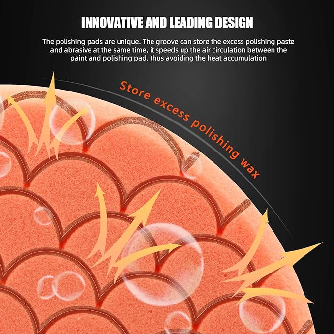 Buffing Polishing Pads, 7Pc 7.5 Inch Face for 7Inch 180mm Backing Plate Compound Buffing Sponge Pads Cutting Polishing Pad Kit for Car Buffer Polisher