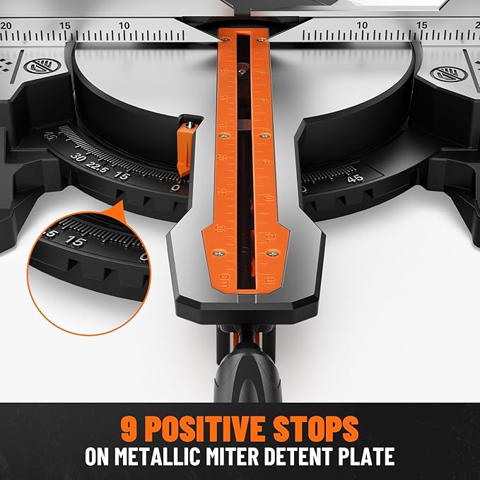 12-Inch Dual-Bevel Miter Saw, Compound Sliding Miter Saw, Ambidextrous Operation, 3800RPM, 4.2 x 13in Cutting Capacity, Laser Guide, 0-45° Bevel & Miter Cut, 9 Positive Stops, 15-Amp Corded