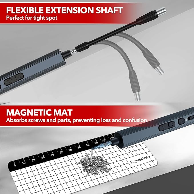 Mini Electric Screwdriver 155 in 1 Small Precision Screwdriver Set Max 5 N.m Cordless Screwdrivers with 3 Torque Settings 140 S2 Magnetic Bits, Repair Tool Set for Phone Computer Watch Drones