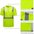 High Visibility Shirts Quick Dry Safety T Shirts with Reflective Strips and Pocket Short Sleeve Mesh Hi Vis Construction Work Class 2 Shirt for Men/Women Lime,XL
