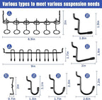 196 PCS Extra Thick Pegboard Hooks Set, Fit 1/4" Peg Board for Hanging Storage, Black Heavy Duty Metal Pegboard Accessories with Pegboard Bins for Garage Wall Organizer