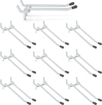 HUHOLE Double Arm Pegboard Hooks 4 Inch 10PC, Fit 1/4" Pegboard, Ideal Peg Board Tool Utility Hooks for Garage Organization, Wall Storage, Heavy Duty Tool Holder with Protecting Tip
