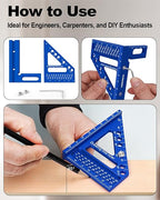3D Multi-Angle Aluminum Alloy Woodworking Square Ruler, 22.5-90 Degree Protractor, High Precision Miter Triangle Ruler for Engineers, Carpenters, and Craftsmen