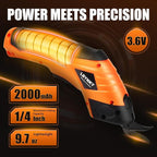 Cordless Electric Scissors, 3.6V Cardboard Cutter with 2 Blades, Rechargeable Electric Fabric Cutter with Safety Lock for Cutting Fabric Carpet Cardboard Leather (Orange)
