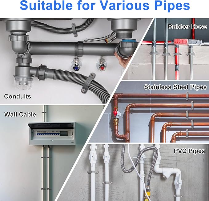 1-1/4 Inch PVC Pipe Strap, 2-Holes Conduit Pipe Clamps Plastic Pipe Supports (Grey, 20 Pcs)