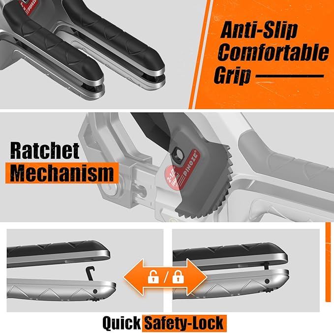 PVC Pipe Cutter, 3-Gear Adjustable Cut up to 2-1/2”, Ratchet Pipe Cutter Tool Heavy-Duty for PVC, PPR, PE, PEX, Plastic Hoses & Plumbing Pipes with Teflon Coated SK5 Blade