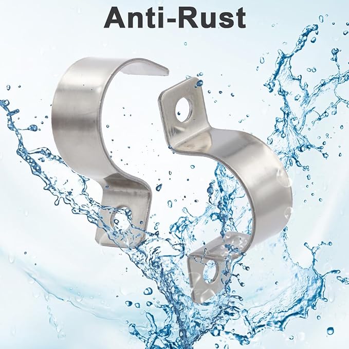 1-9/16 In. Conduit Clamps Two Hole Metal Clamp Stainless Steel U Bracket Conduit Strap Tension Clips, Universal Clamp for Cylindrical Components - Fits OD 40 mm (Approx. 1-9/16") | 10 Pcs